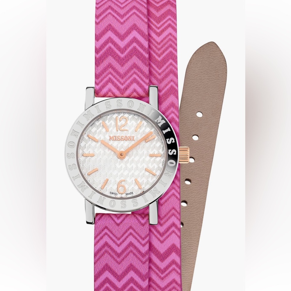 Missoni Women's Interchangeable Strap Watch with Silver or Pink Leather Strap - Picture 5 of 8